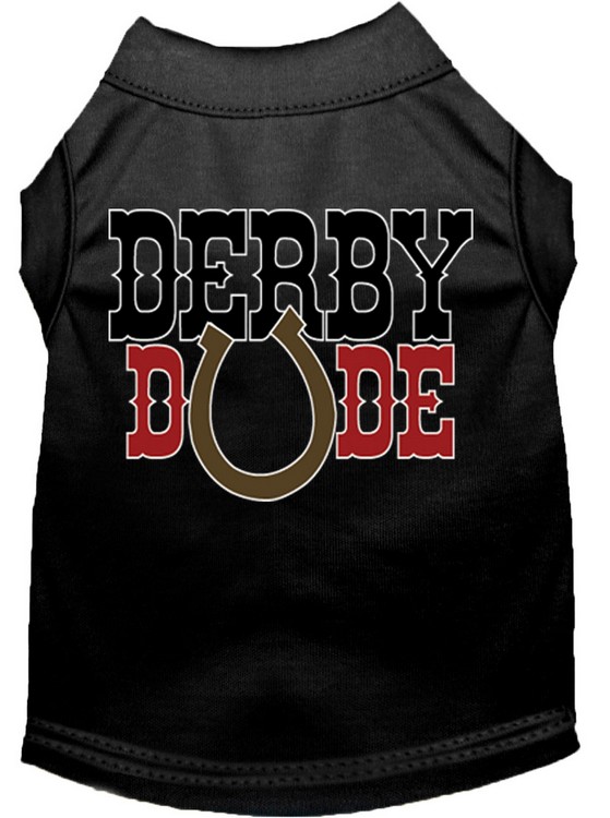 Derby Dude Screen Print Dog Shirt Black XS